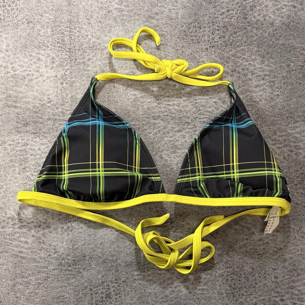 Hurley Neon Plaid Triangle Bikini Top